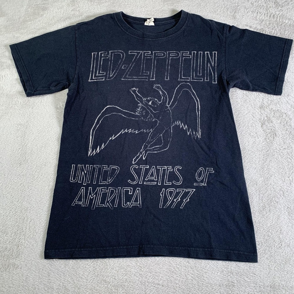 Led Zeppelin Shirt Mens Small Black‎ 1977 USA Tour Graphic Rock Band Anvil Tee
